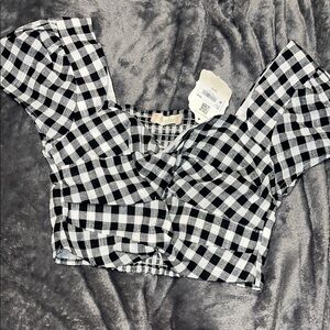 Black and White Checkered Women's Top